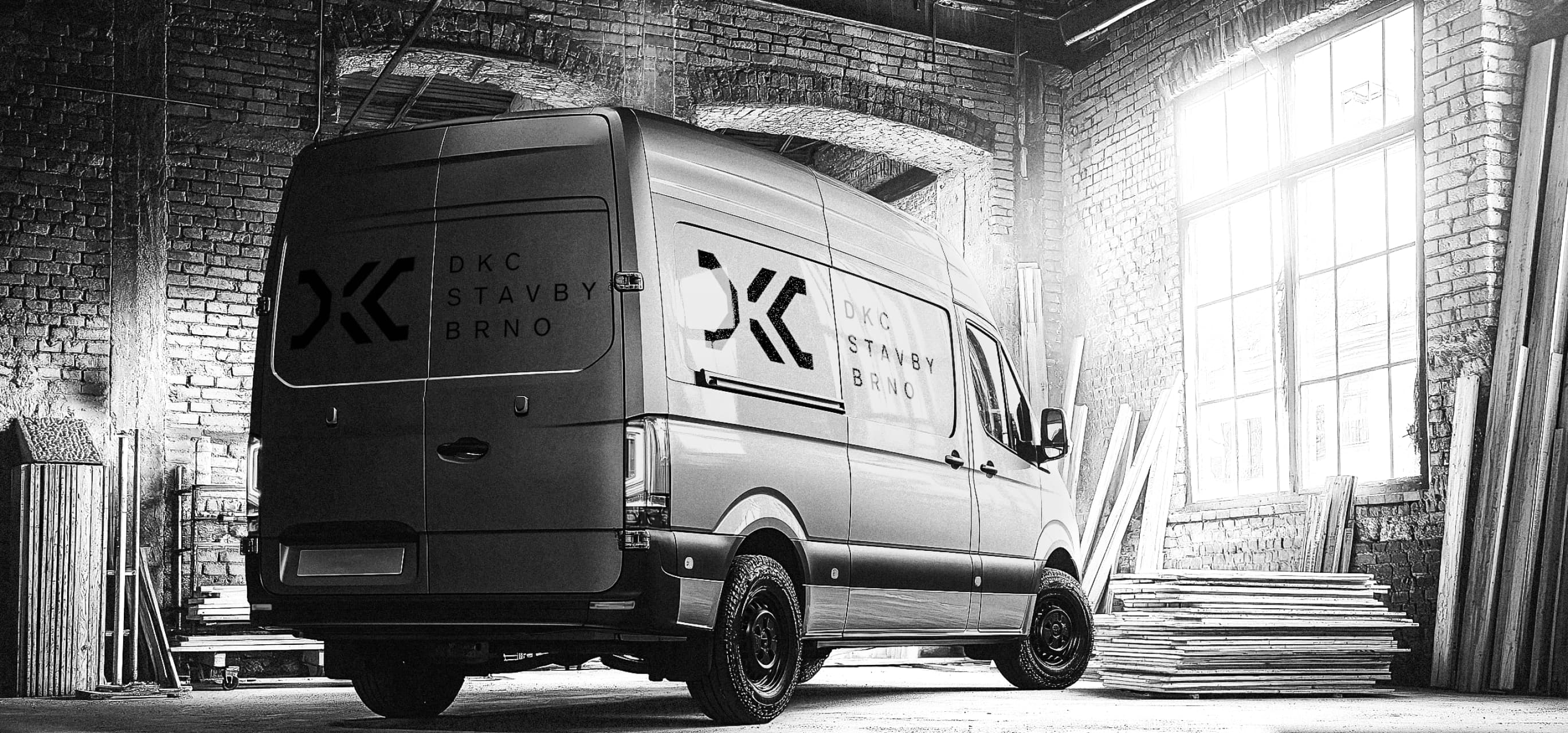DKC Stavby Brno branding applied to a company van
