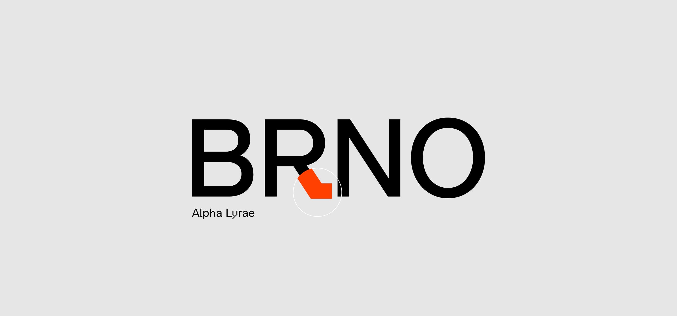 Brand typeface pairing — the BRNO wordmark set in Alpha Lyrae