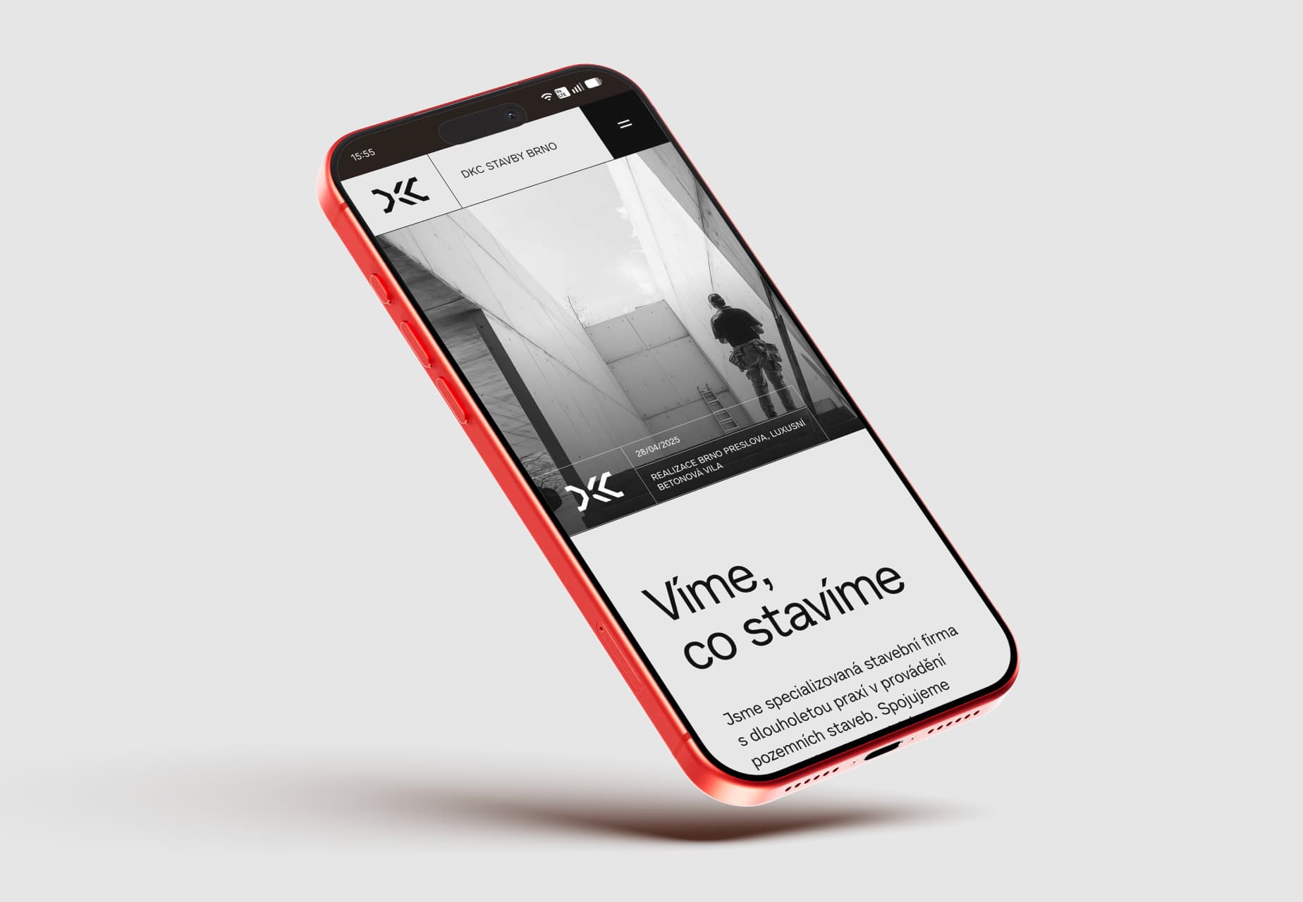 Responsive mobile version of the website on a phone