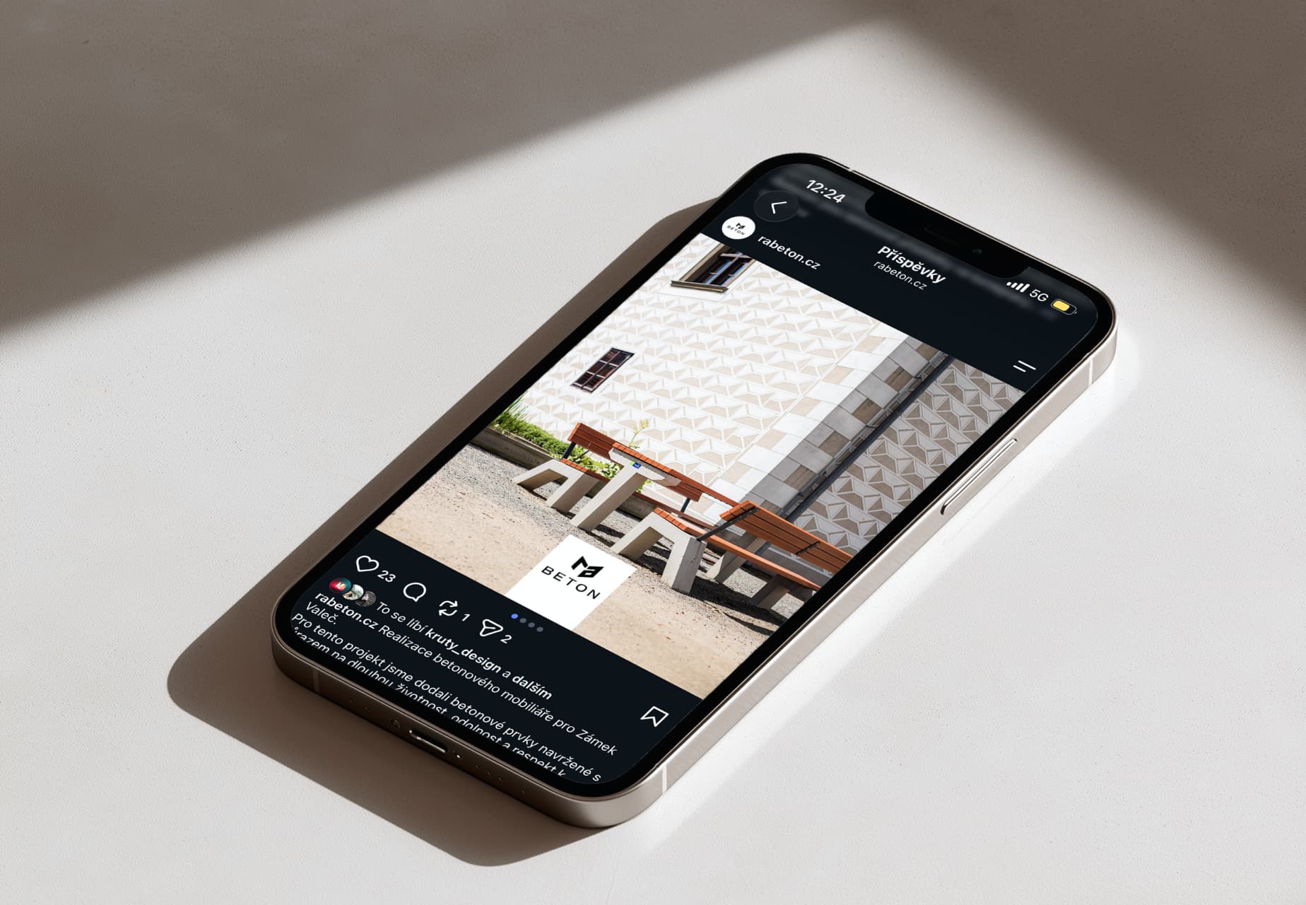 RA Beton social media post shown on a phone