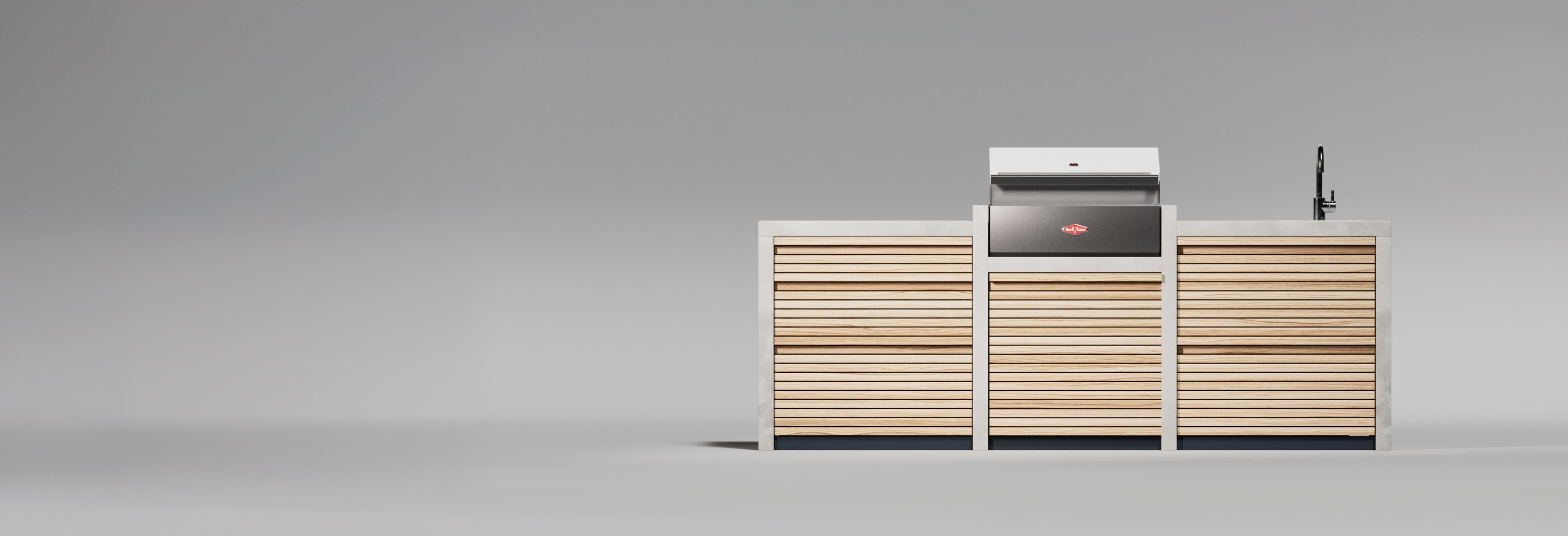 Full 3D render of the RA Beton outdoor kitchen set